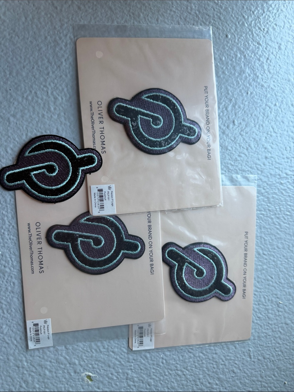 Oliver Thomas Teal and Black Logo Iron-On Patches (Set of 4)